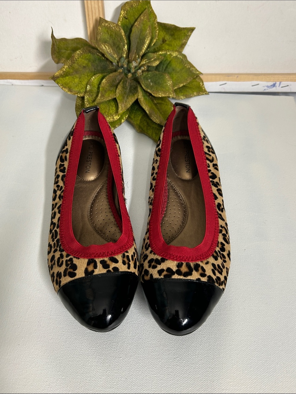 Leopard Print Ballet Flats with Red Trim